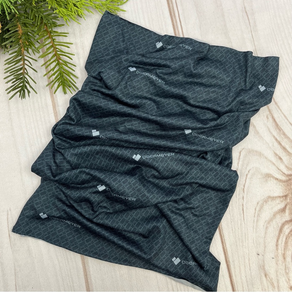 Obermeyer Ultimate Sport Lightweight Buff Neck Gaiter Black Geometric Logo OS